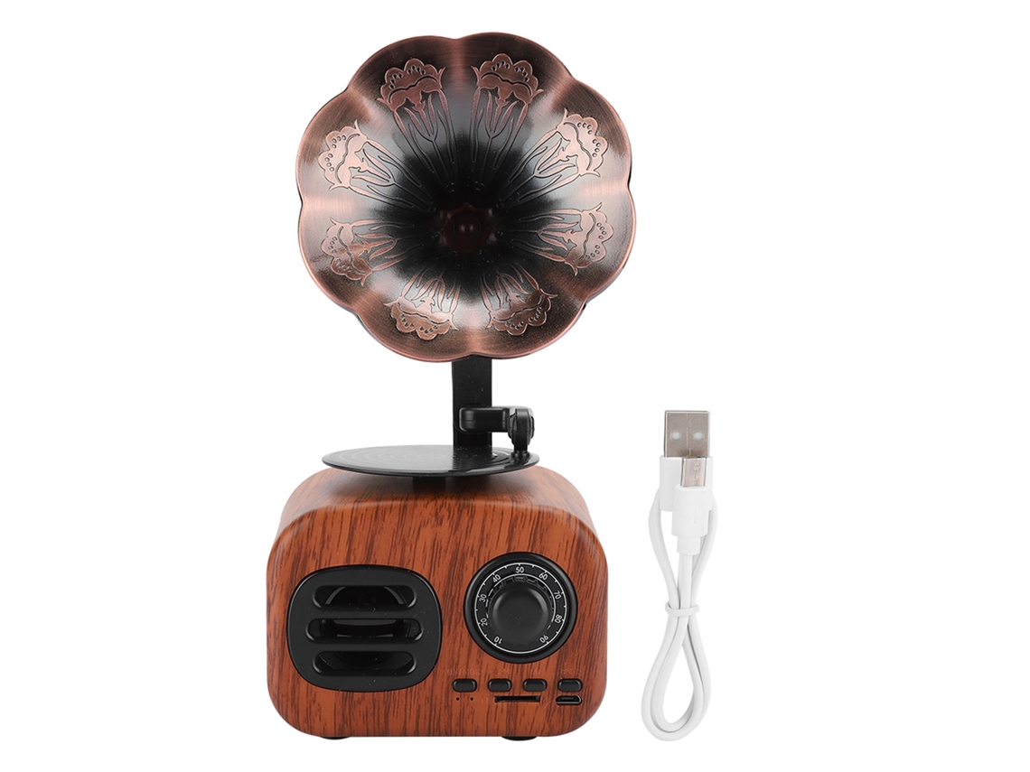 Alto-falante Bluetooth Retro Mini Portátil 5w Com Cartão Para Desktop Laptop Nogueira