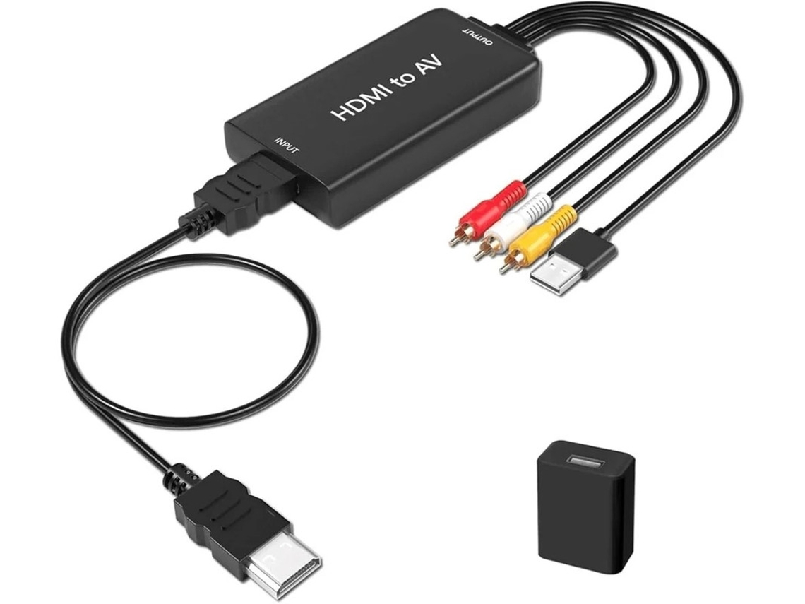 Adaptador Mini HDMI a AV 3RCA CVBS compuesto 1080p PAL/NTSC compatible con PC/portátil, PS3/PS4, TV, decodificador, VHS, Blu-ray, DVD Yizhood