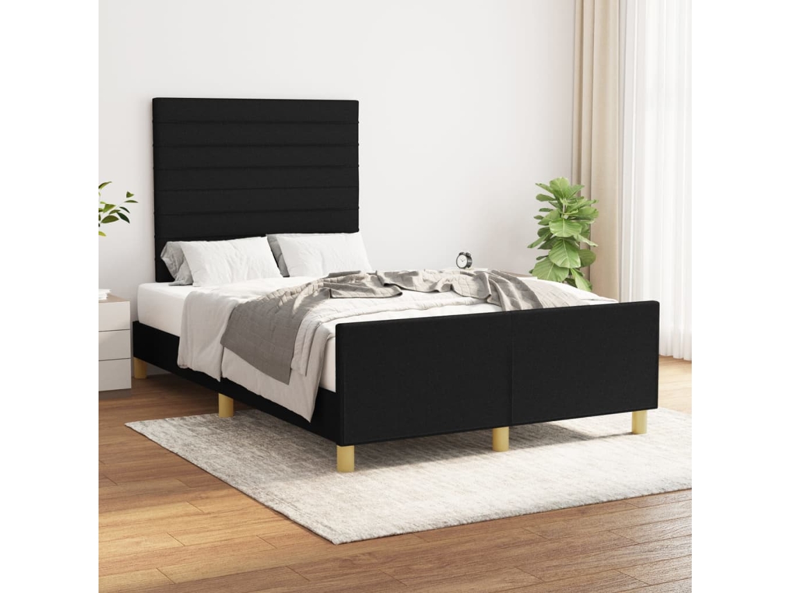 Estructura De Cama Sin Colchón Tela Negro 120x190 Cm