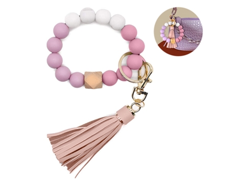 Pulsera De Silicona Con Llavero, Borla De Muñequera Con Cuentas Para Llavero De Coche Para Mujeres Y Niñas, Estilo 1 ZMDECQNA