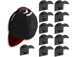 Rebe 10 ganchos para sombreros de pared con adhesivo, perchero minimalista para sombreros - Negro