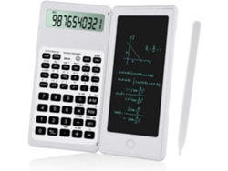Calculadora solar multifuncional para estudiantes, con función de cálculo regular y superficie de escritura, color blanco. Sfushos