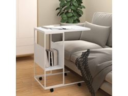 Mesa Auxiliar Con Ruedas Madera Ingeniería Blanco 55x36x63,5 Cm