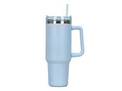 Vaso de 40 oz con asa y pajita de acero inoxidable con tapa, reutilizable, con aislamiento al vacío para agua, té helado y café.