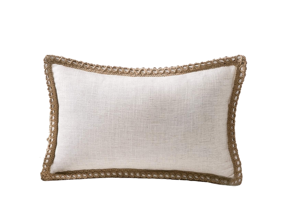 1 Funda De Almohada Rústica De Lino Y Yute, 30 X 50 Cm