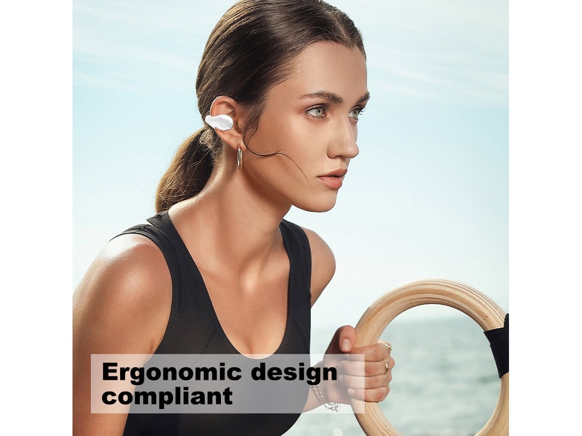 ELKUAIE Auriculares de conducción ósea con Clip para la oreja, auriculares  Bluetooth 5,2, auriculares inalámbricos con Clip para la oreja abierta,  auriculares deportivos impermeables para correr