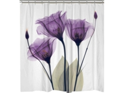 Cortina de ducha 3D con 12 ganchos, resistente al moho e impermeable, color morado Jortmrd
