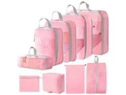 Conjunto De Bolsas Organizadoras Para Malas, Pacote Com 9 Chrui (rosa)