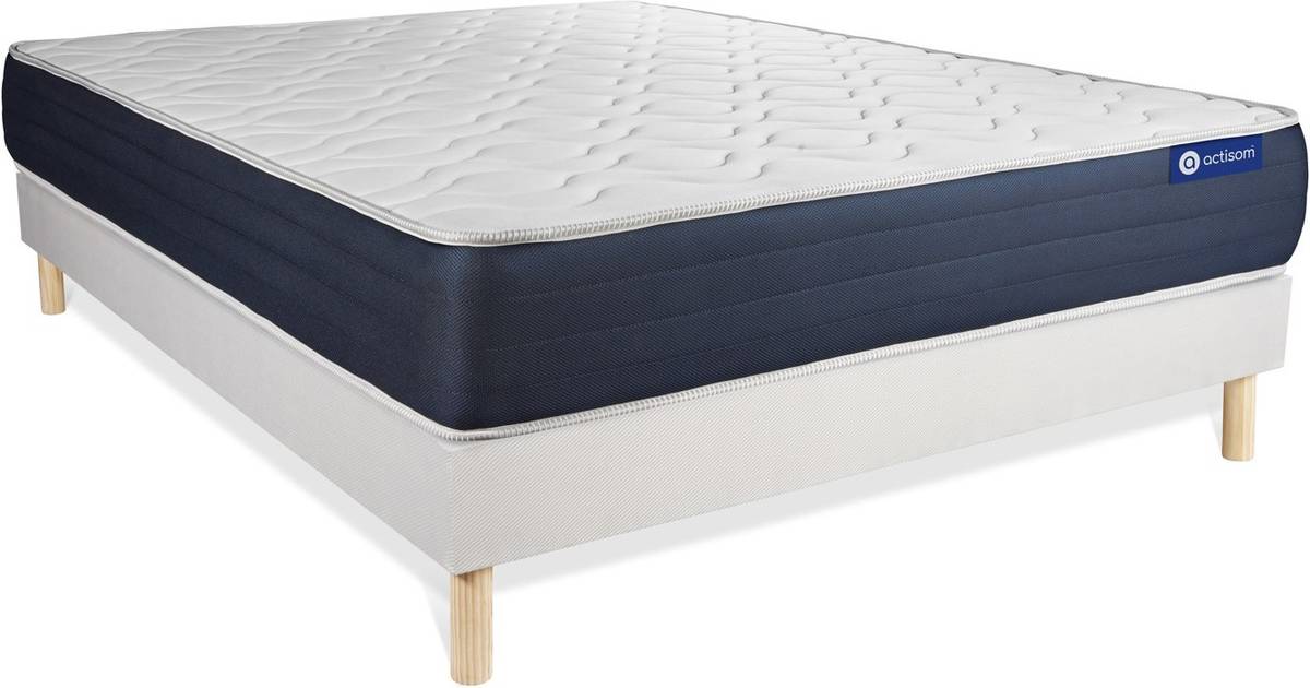 Conjunto de Somier Blanco + Colchón ACTISOM Actimemo Sleep (135x200 cm - Espuma Viscoelástica)