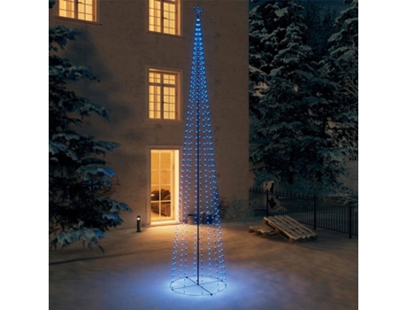 vidaXL Árbol Navidad cono 752 LEDs azul adorno 160x500 cm