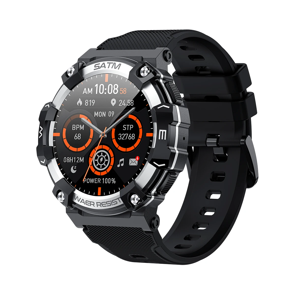 (prateado) Smartwatch Masculino, À Prova D'água Ip68, Chamadas Bluetooth, Múltiplos Modos Esportivos