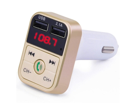 Adaptador de radio inalámbrico manos libres transmisor fm reproductor mp3 bluetooth[Oro]
