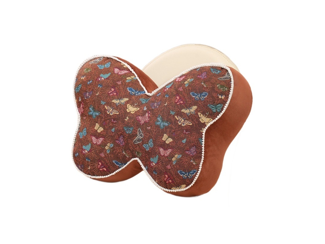 Almofada Longa Série Borboleta para Abraçar na Cama, Travesseiro Lateral para Dormir Cor Caqui CHABERLU