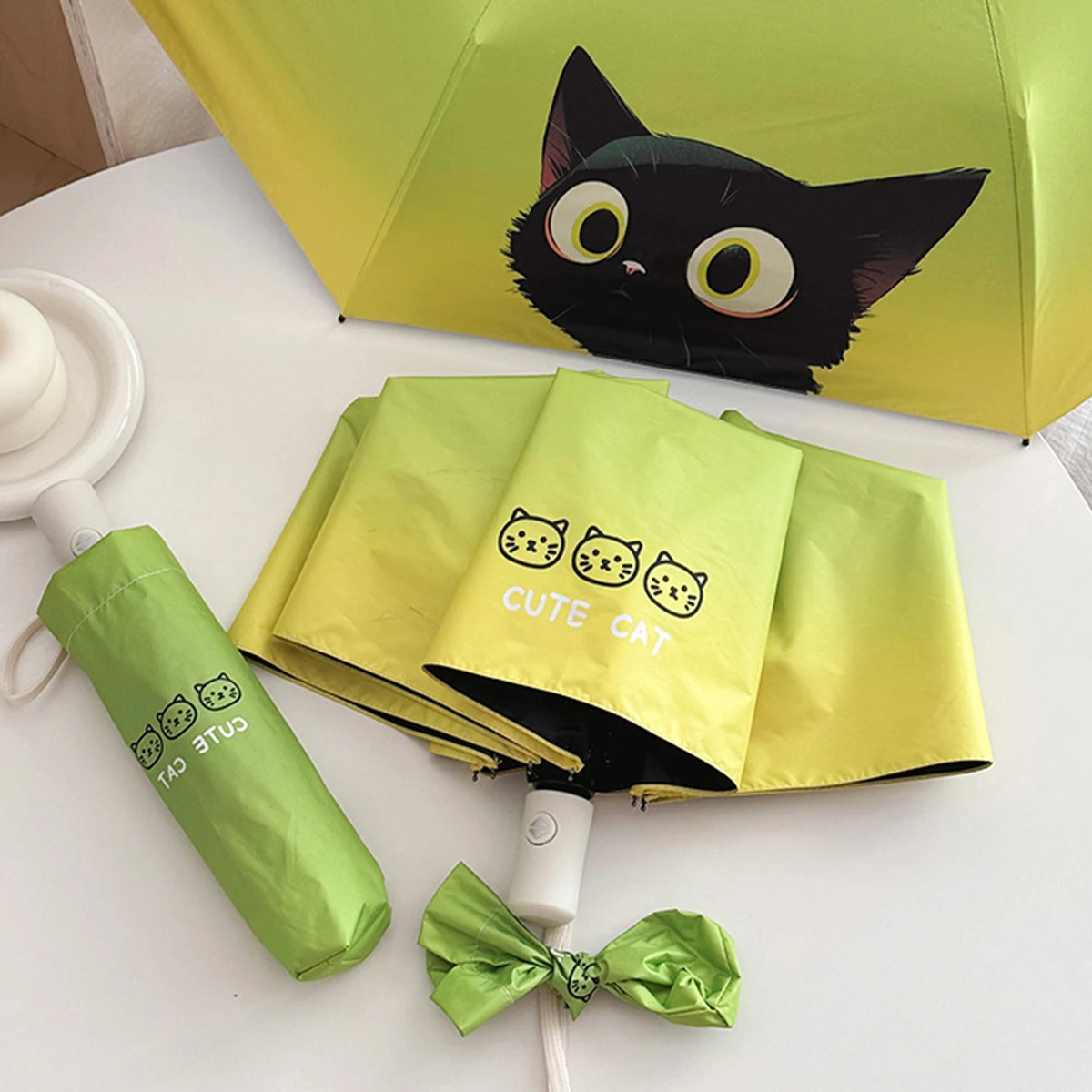 Paraguas Automático Con Forma De Gato, Protección Uv, Resistente A La Lluvia, Plegable Y Portátil De Doble Uso.
