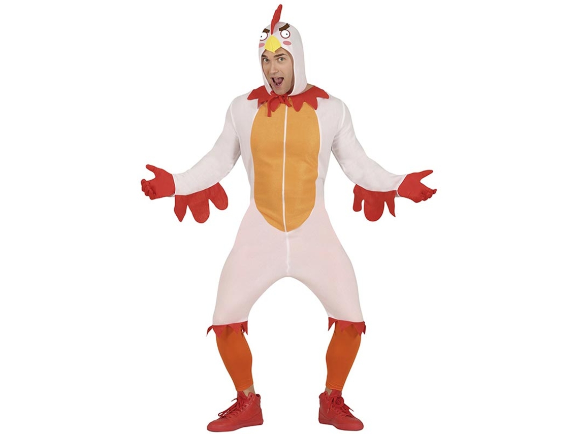 Disfraz de Pollo blanco con capucha para hombre