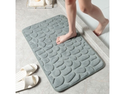 (gris) Alfombra De Baño Antideslizante, Estampado De Piedras, Tejido No Tejido, Muy Absorbente, Lavable.