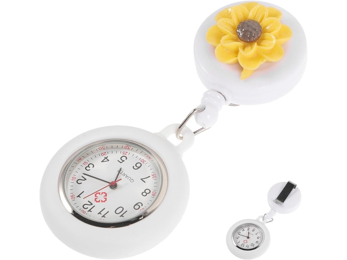 Reloj Bolsillo Enfermeras Diseño Floral Plástico Cristal Portátil Retráctil Hospitalario Regalo Compañeros