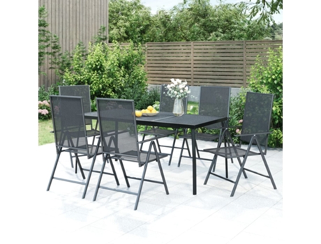 Conjunto 7 de comedor de jardín VIDAXL acero gris antracita