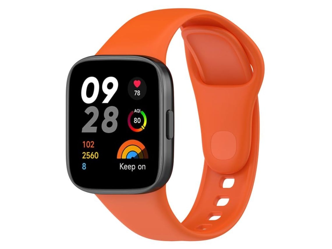 Bracelete Para Redmi Watch 3 - Silicone Cor Sólida - Botão Laranja