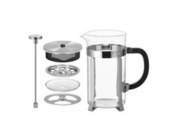 Cafetera de filtro de émbolo de vidrio (plateada - 1000 ml) Spqment