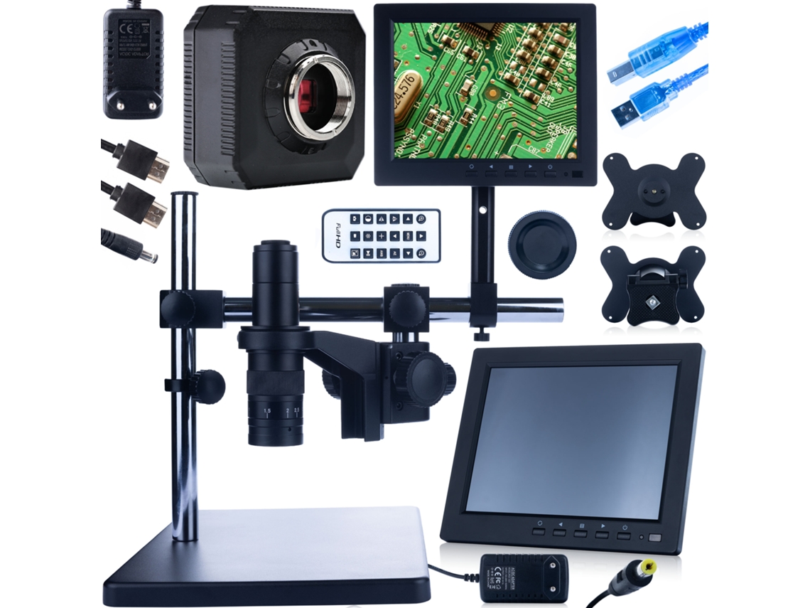 Microscopio digital Earth Pro Mcep-0.5x-pzrr – Zoom 7-45x | Pantalla de 8 pulgadas | Ideal para electrónica y biología