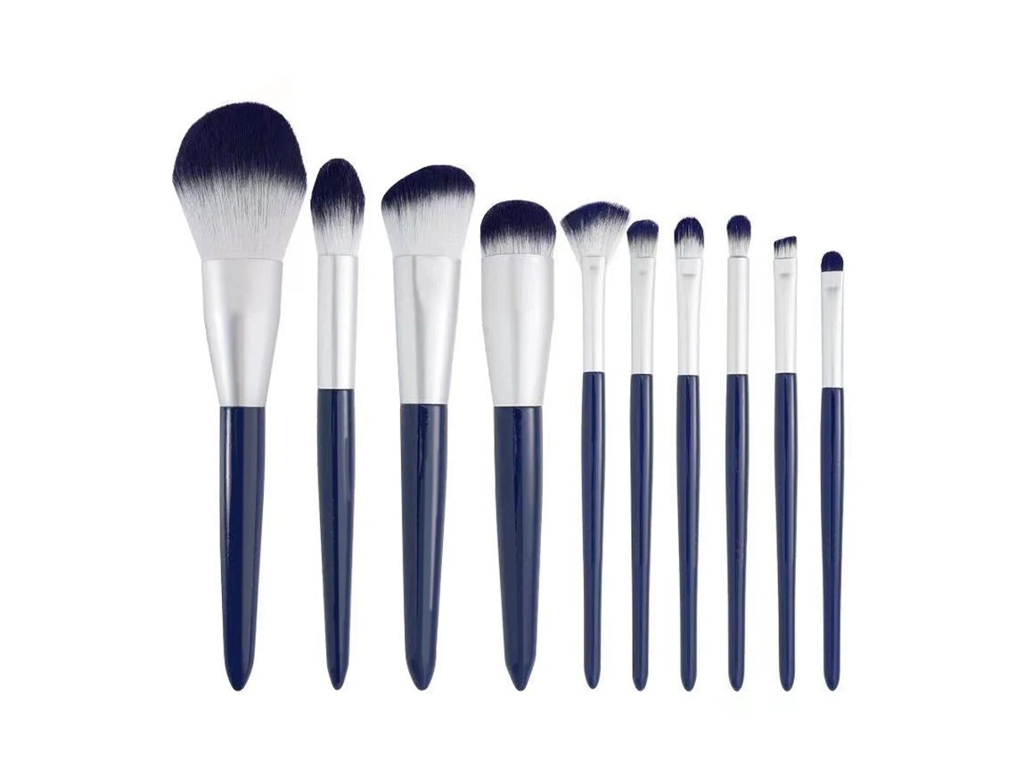 Juego de 11 brochas de maquillaje rosas, con cerdas sintéticas. MDUG