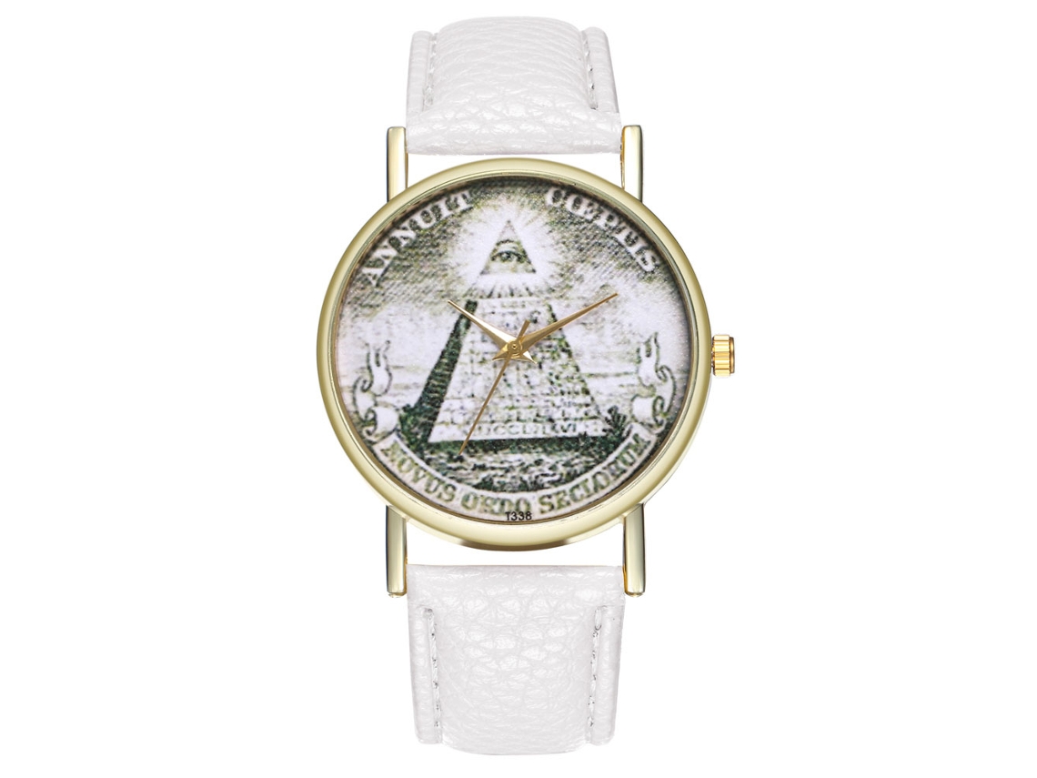 Reloj De Pulsera De Cuarzo De Moda Para Mujer Con Correa De Cuero Blanca.