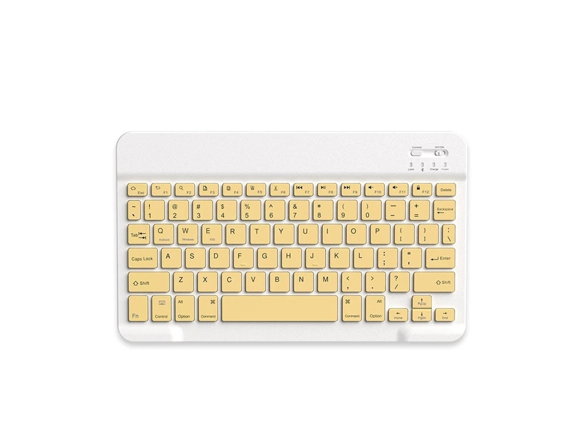 Teclado inalámbrico Bluetooth Yuysan de 10 pulgadas amarillo (inglés-portugués)