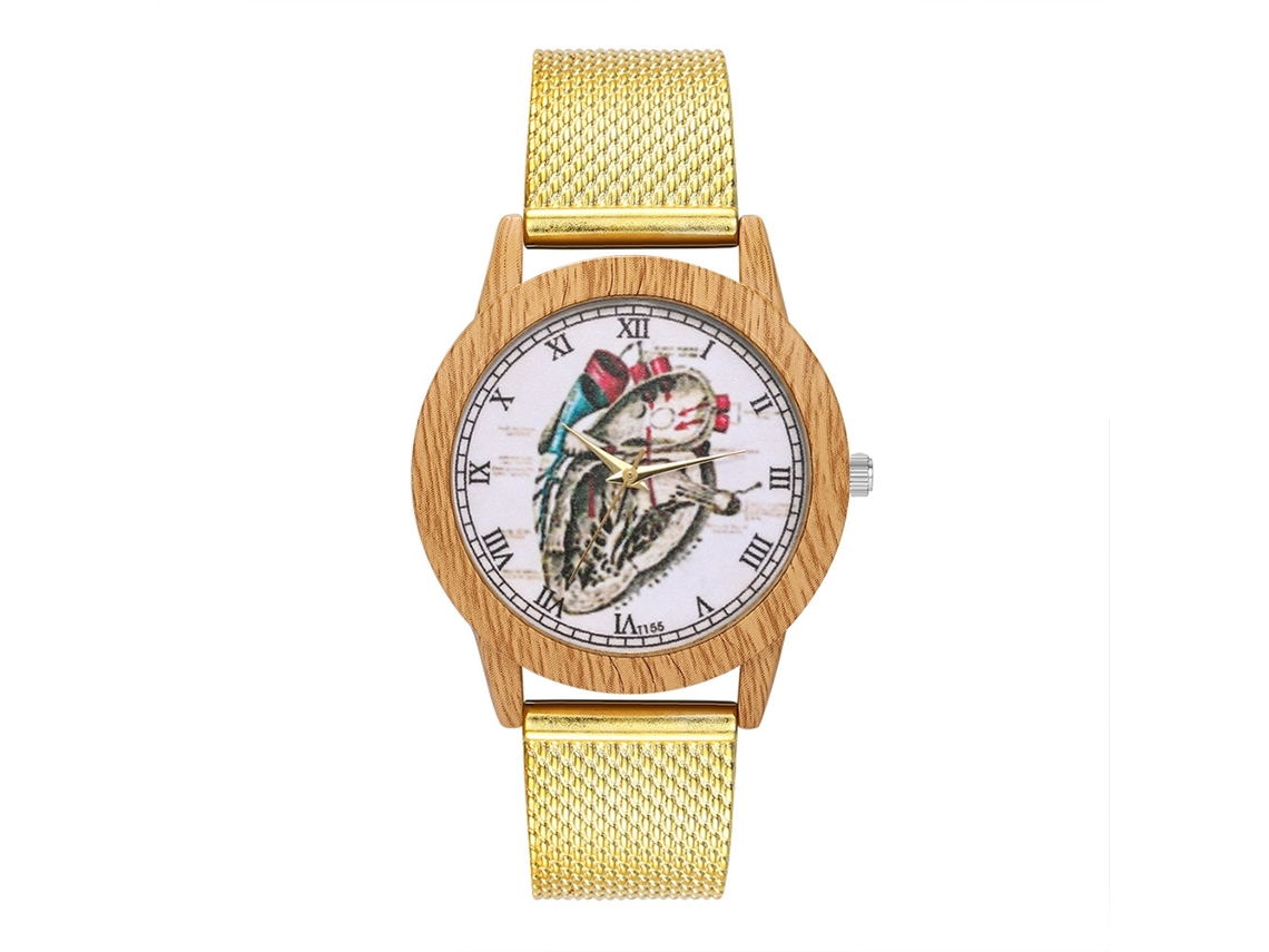 Reloj De Pulsera Unisex Con Correa De Silicona Y Esfera Con Grandes Números Romanos Dorados.