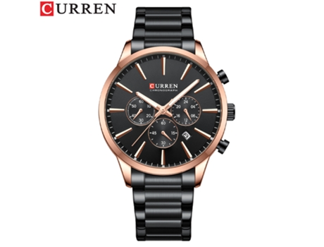 Relojes para hombre Reloj casual de acero inoxidable y metal, Reloj con fecha en las manos para hombre - Carcasa rosa negra LUUCOZK