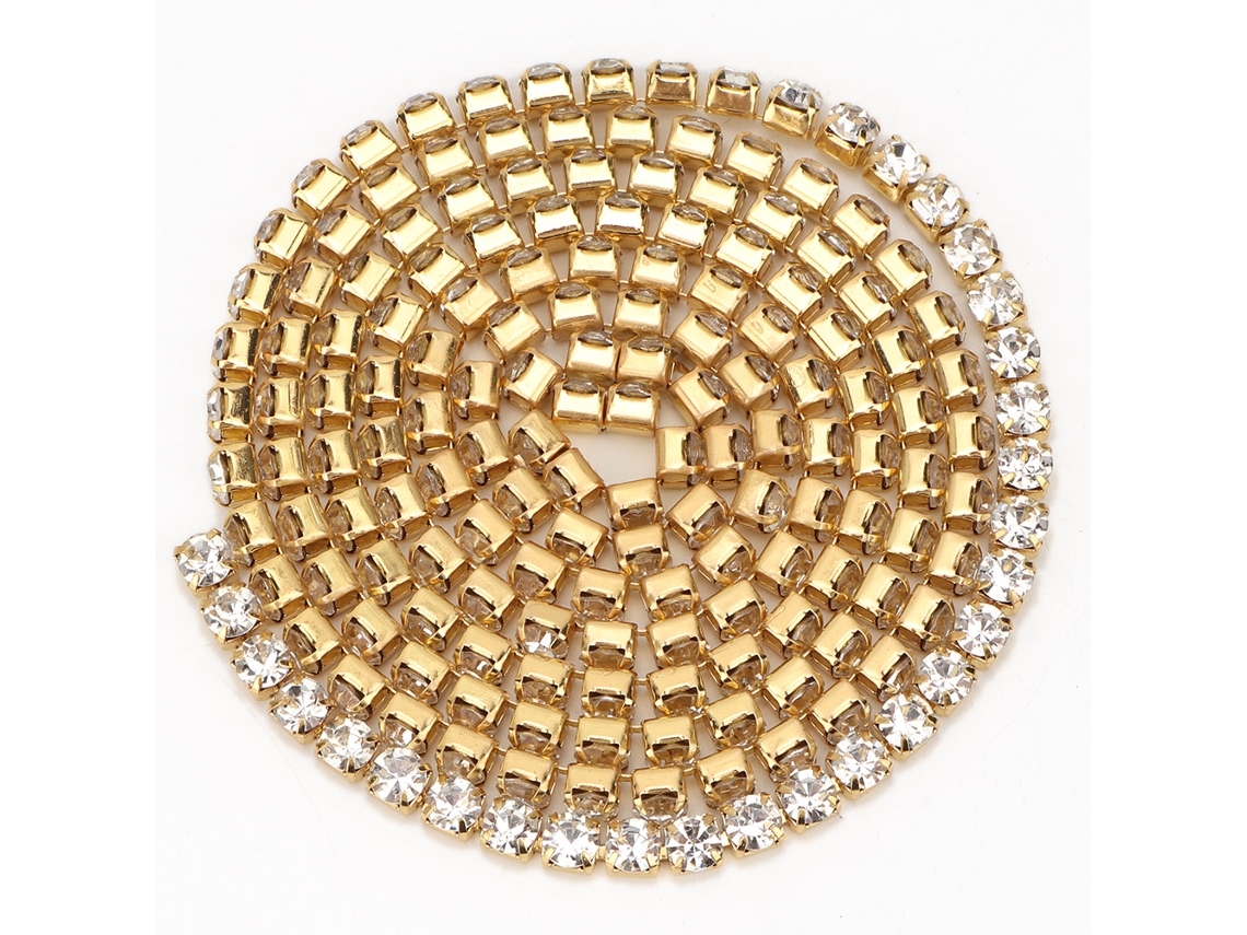 Rollo de cinta con cadena de diamantes de imitación de cristal para costura y decoración DIY.