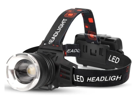 Linterna frontal LED recargable, nivel IPX7, resistente al agua, recargable por USB, con zoom, ajustable a 90 para acampar al aire libre, correr, a...