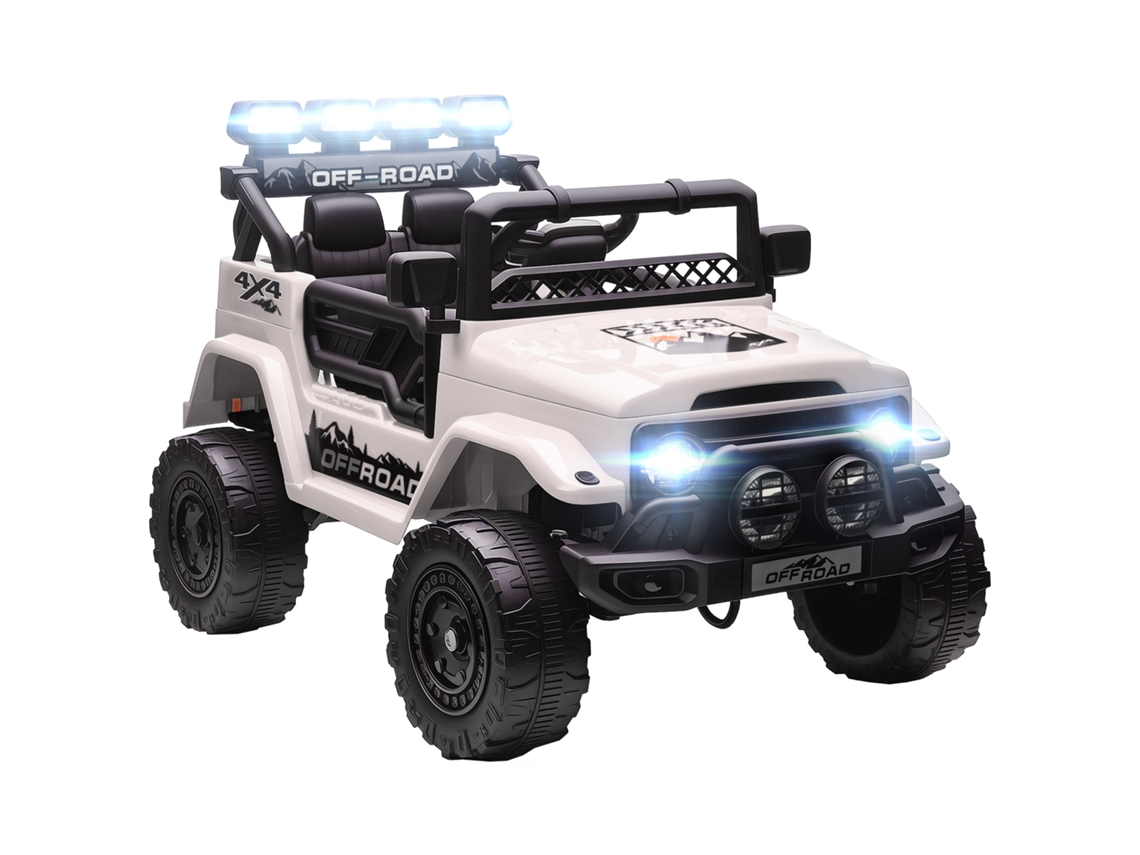 Vehículo Todoterreno Infantil 4x4 Luces Claxon Cinturón Mando Blanco