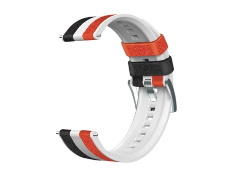 Correa universal para reloj inteligente de cuero de silicona de tres colores de 22 mm (negro, blanco y rojo)