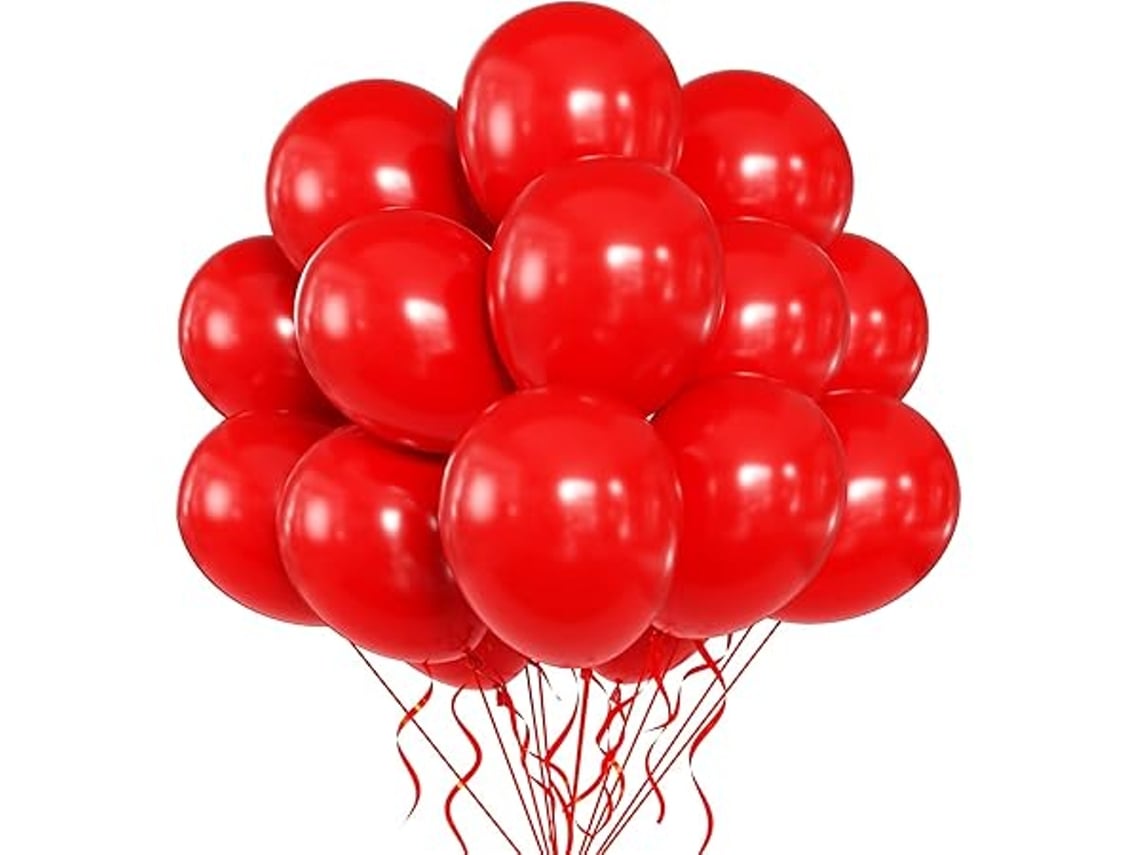 100 Globos De Látex Rojos De 30 Cm, Inflados Con Helio, Perfectos Para Cumpleaños, Bodas Y Navidad, Ergonómicos Y Aptos Para Uso Diario.