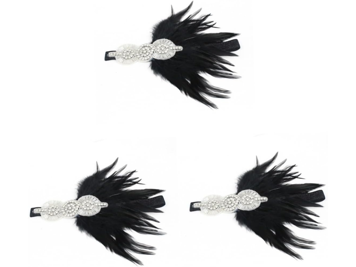 Conjunto De Diadema De Plumas Creativa De 3 Piezas Para Bodas: Elegante Accesorio Para Fiestas Y Fotos.