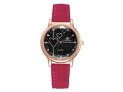 Reloj De Pulsera Para Mujer Con Correa De Pu Y Movimiento De Cuarzo De Aleación (rosa Y Rojo)