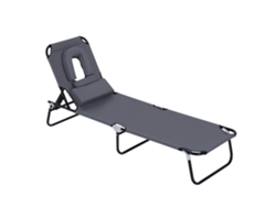 Tumbona Plegable 4 Posiciones, Oxford, 120kg, 190x56x28cm, Gris