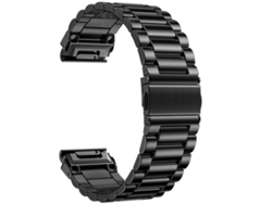 Bracelete Para Garmin (22mm) - Aço Inoxidável - Fecho Dobrável Integrado - Três Esferas Sistema Tactix Preta