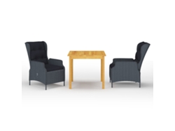 Juego de comedor de jardín de 2 piezas en gris oscuro, Dkd Home Decor