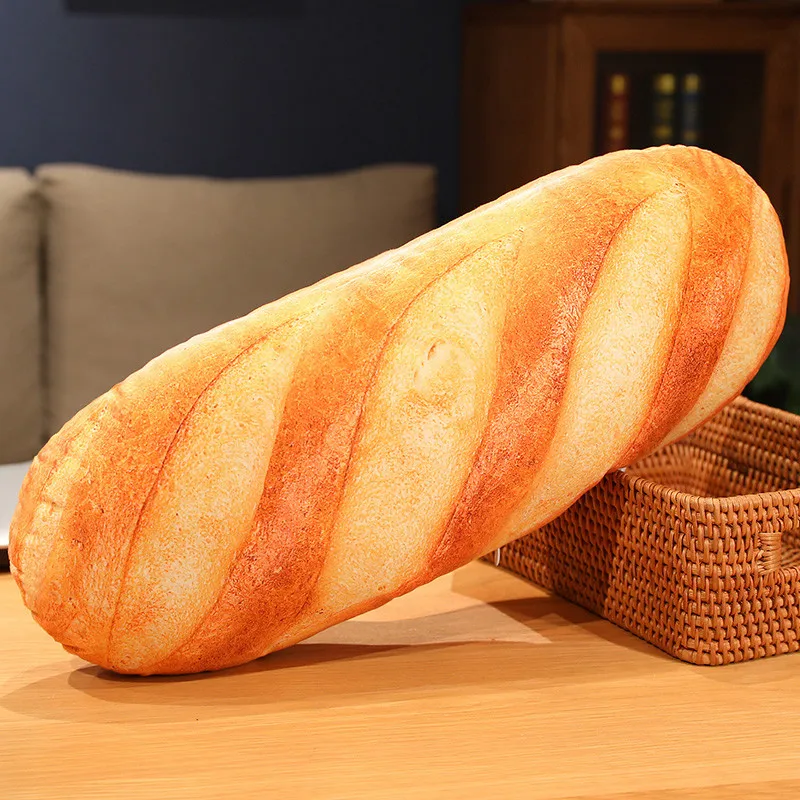 (90 Cm) Almohada De Felpa Estilo Pan Francés, Rellena Con Estampado
