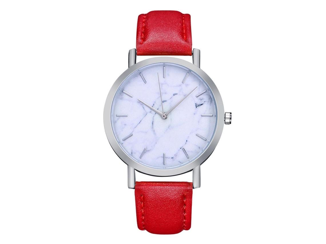 Reloj De Pulsera De Cuarzo Para Mujer Con Correa De Piel Sintética, Estilo Sencillo, Rosa, Rojo, Gris, Café, Azul.