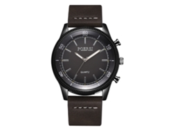 Reloj De Cuarzo Para Hombre Con Correa De Cuero Pu Estilo Casual Fashion Dial Grande Gris