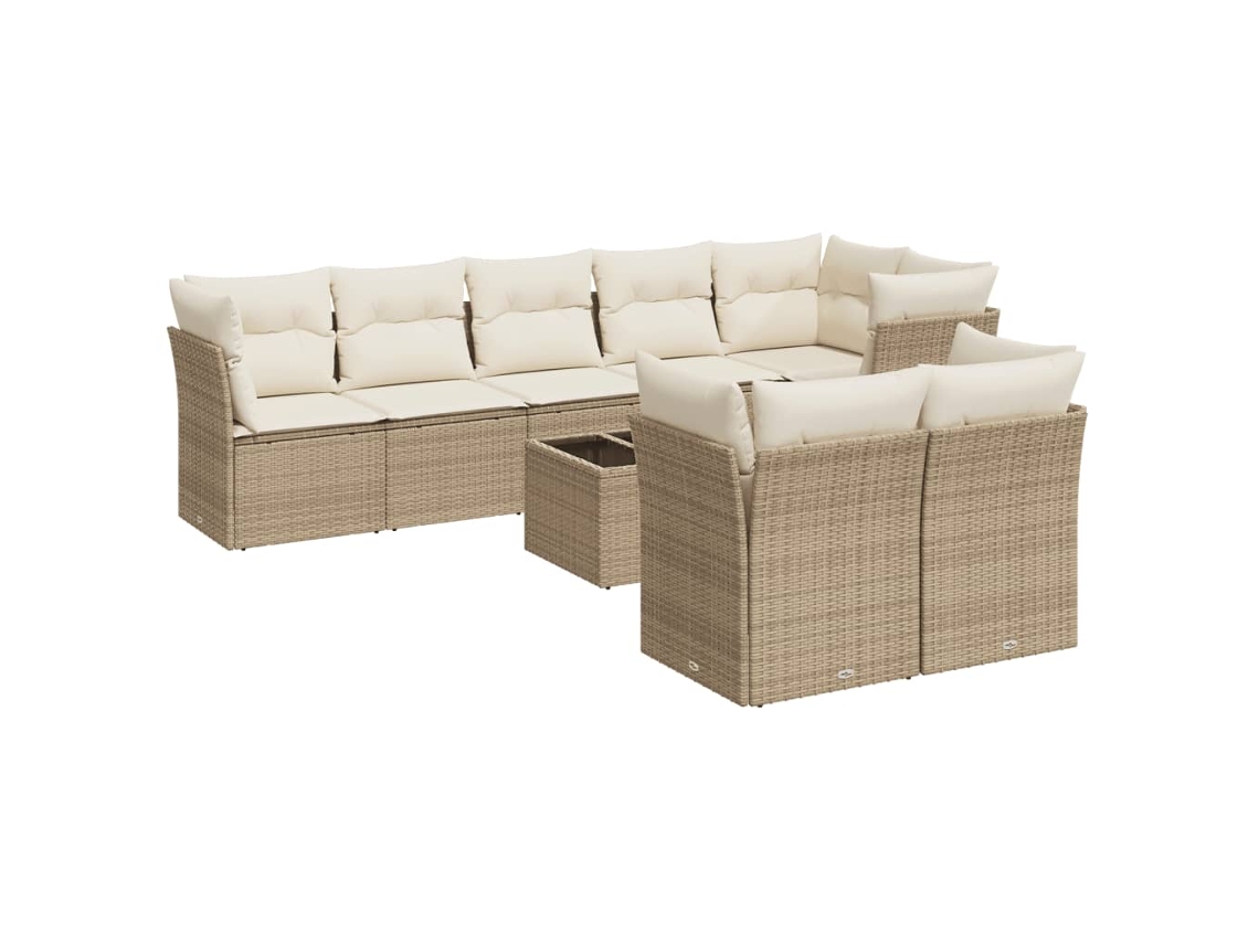 Maison Exclusive - Set De Sofás De Jardín 9 Pzas Con Cojines Ratán Sintético Beige