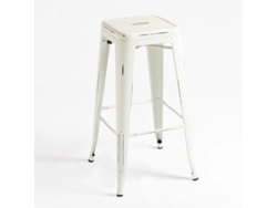 DUDECOR Taburete Leeds Vintage Blanco Antiguo