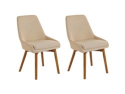 Conjunto de 2 cadeiras de jantar BELIANI Melfort de Poliéster Creme 49x58x82