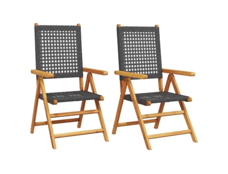 Conjunto 2 Silla De Jardín VIDAXL Negro Madera de acacia