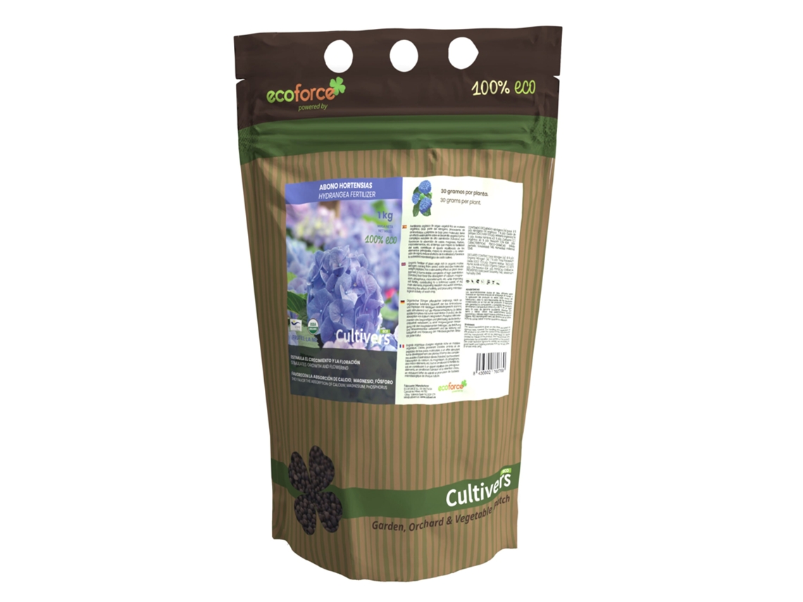 CULTIVERS Abono Ecológico Hortensias y Camelias 1 kg 100% Orgánico y Vegano. Potencia la Floración y Activa el Color de Las Flores