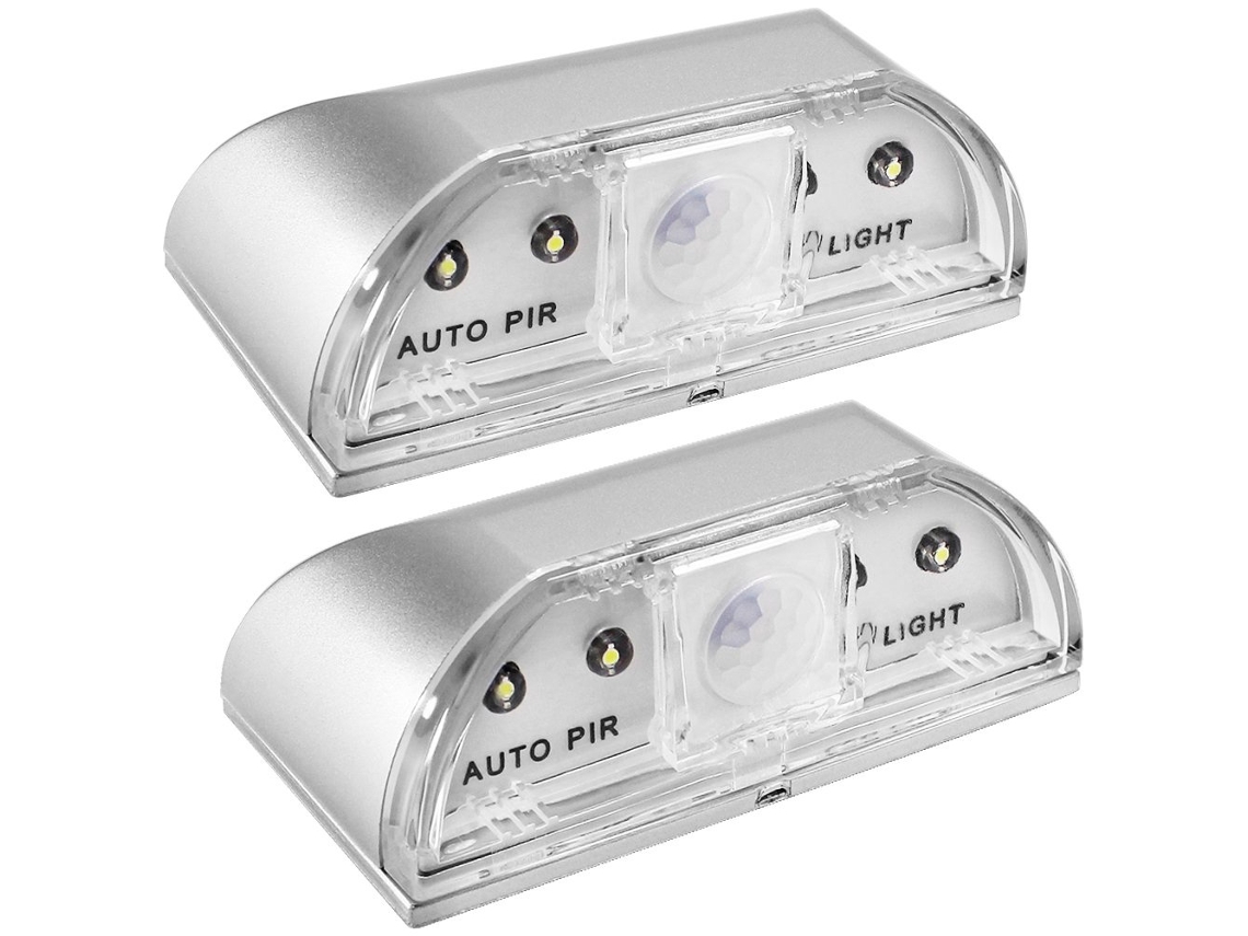 Paquete de 2 luces de ojo de cerradura, lámpara de cerradura de puerta inalámbrica por infrarrojos, detector de movimiento con sensor automático, 4 bombillas LED (blancas) CHRONUS