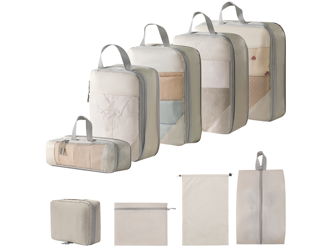 Conjunto De Bolsas Organizadoras Para Malas, Pacote Com 9 Chrui (bege)